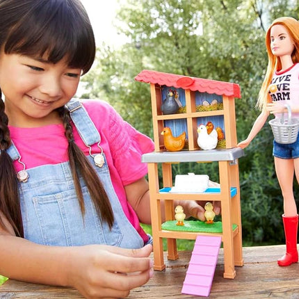 Barbie FXP15 Chicken Farmer Doll, Red Hair and Playset with Henhouse, Chickens and More Multicoloured FXP15