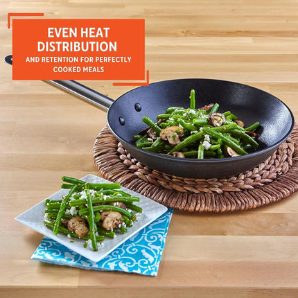 IMUSA USA 9.5" Light Cast Iron Pre-Seasoned Non-Stick Saute Pan with Stainless Steel Handles, Black, Inch
