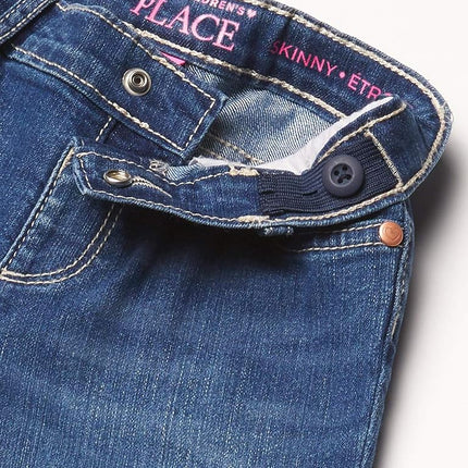 The Children's Place Jeans básicos ajustados para bebés y niñas, lavado de azules/índigo verdadero, paquete de 2, 12-18 MESES