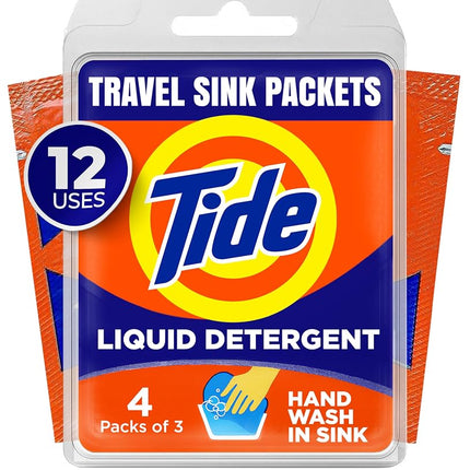 Tide Liquid Detergent Travel Sink Packets 3 each