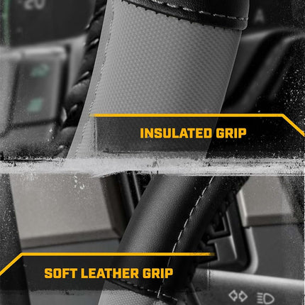 Cat® BigDrive Faux Gray/Black Leather Semi Truck Steering Wheel Cover, Fits RV and Big Rig Trucker, Steering Wheel Cover for Trucks 18 Wheeler - X-Large 17.5" - 18" Inches
