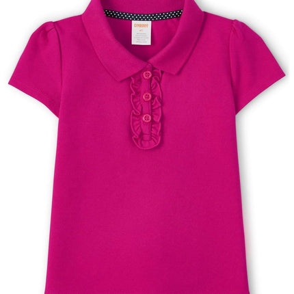 Gymboree Girls and Toddler Short Sleeve Ruffle Polo Shirt, Magenta 3-Pack, 8