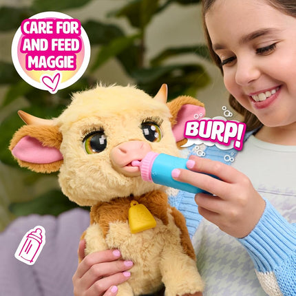 Just Play furReal Maggie the Feed & Follow Cow, 28 cm Interactive Highland Mini Cow, for Boys and Girls, Ages 4 and Up