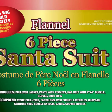 Rubie's Bright Red Flannel Santa Suit with Gloves, Red/White, 3X-Large