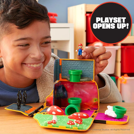 Super Mario Bros Movie Van Playset by Jakks Pacific, Officially Licensed, Transforming Vehicle Toy with 3 cm Mario Figure, Warp Pipe & Movie Scenes, Nintendo Action Figure Playset for Kids Ages 3+