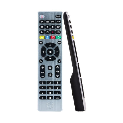 GE Universal Remote Control for Samsung, Vizio, LG, Sony, Sharp, Roku, Apple TV, TCL, Panasonic, Smart TVs, Streaming Players, Blu-ray, DVD, 4-Device, Silver, 33709