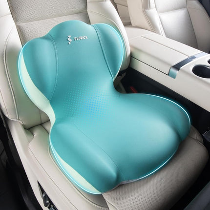 FLORICH Memory Foam Truck Seat Cushion with Adjustable Strap,Seat Cushion and Lumbar Support Pillow for Car Office Chair, Ergonomic Back Support & Sciatica Relief for Long Drives（Green