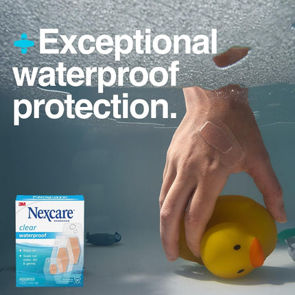 Nexcare Waterproof Clear Bandage Assorted Sizes, 50-Count Packages (Pack of 4)