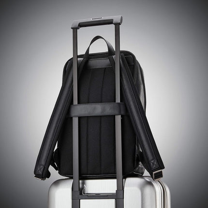Samsonite Classic Leather Slim Backpack, Black, One Size, Classic Leather Slim Backpack