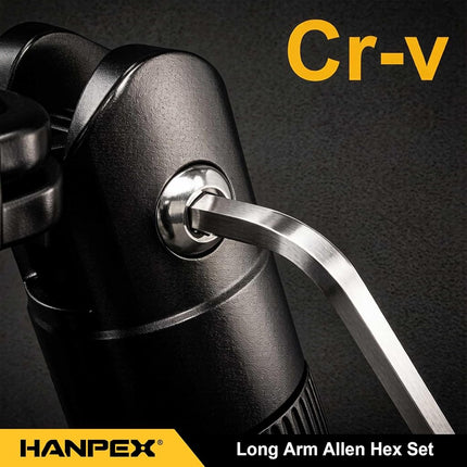 Hanpex Long Arm Hex Key Allen Wrench Set with Ball End, Ball-End Hex Key Metric/Imperial, Allen Wrench Chrome Vanadium Steel(Cr-V), Tamperproof TORX L- Key Set (18-Piece)