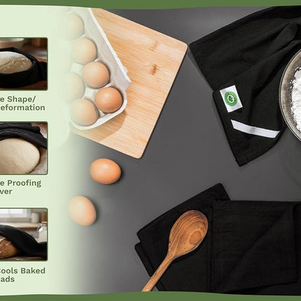 Organic Cotton Mart Black Flour Sack Tea Towels - 100% Cotton, 27"x27", 5 Pack, Highly Absorbent Black Dish Towels - Versatile Use for Baking - Customize with Embroidery, Printing or Sublimation