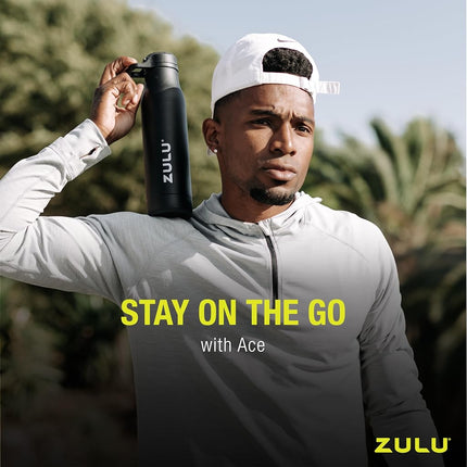 ZULU Ace Vacuum Insulated Stainless Steel Water Bottle with Leak-Proof Locking Lid and Removable Base, Yucca, 24oz