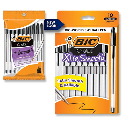 Bic Cristal Stic Medium Ball Pen, Black 10 ea