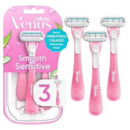 Gillette Venus Sensitive Skin Disposable Razor, 3-