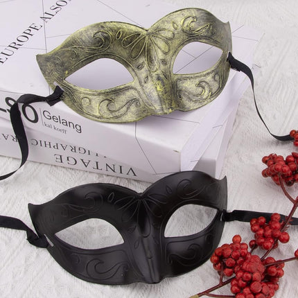 FEQO 32 Pieces Masquerade Masks Vintage Antique Party Mask Venetian Black, Gold, Silver, Copper FA-22-023
