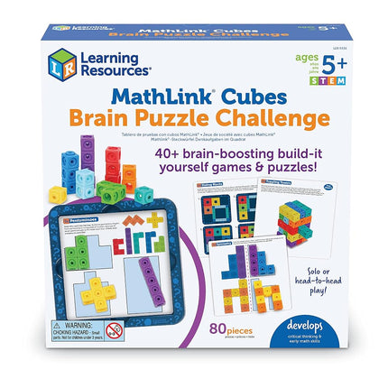 Learning Resources MathLink Cubes Brain Puzzle Challenge - 80 Piece Linking and Connecting Cubes Maths Manipulative For Counting, Ages 5+