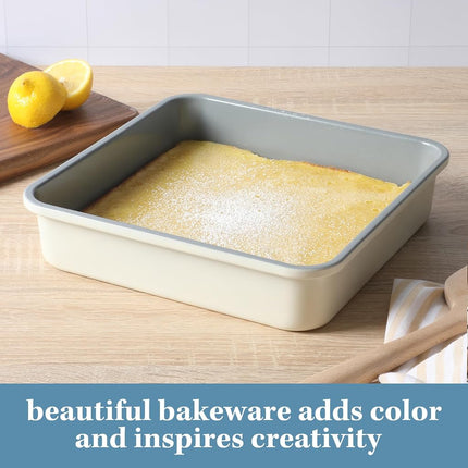 SUR LA TABLE Kitchen Essentials Bake Sale 9 Inch PFA Free Ceramic Nonstick Rectangular Cake Pan - Linen White