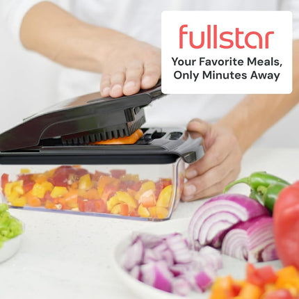 Fullstar Vegetable Chopper & Slicer - Onion & Veggie Chopper with Container - 2 in 1 Kitchen Gadget - Black