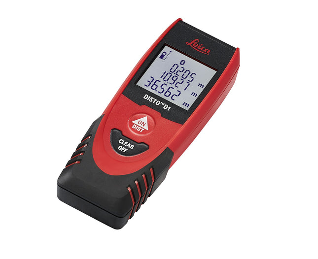 Leica DISTO D1 120ft Laser Distance Measure with Bluetooth 4.0, Black/Red
