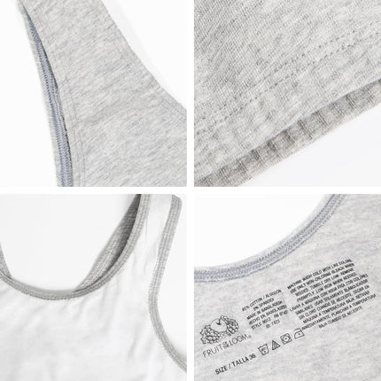 Fruit of the Loom Women's Spaghetti Strap Cotton Pull Over 3 Pack Sports Bra, Opaque, White/Sand/Black, 36 (Pack of 3)