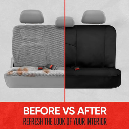Motor Trend SpillGuard Waterproof Rear Bench Car Seat Cover, Black Stitching – Split Bench Rear Seat Protector with Neoprene Padding, Back Seat Cover for Kids & Dogs, Car Interior Covers