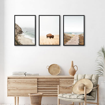Americanflat Black Picture Frame 13x19 Set of 3, 13x19 Frame with Slim Molding, Plexiglass Cover and Hardware for Horizontal or Vertical Wall Hanging