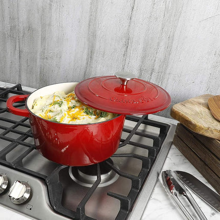 Gibson Home 69141.02 Artisan Scarlet Cast Iron Dutch Oven, 5 Quart, Red