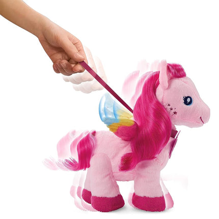 Mattel Barbie A Touch of Magic Stuffed Animals, Walk & Flutter Pegasus Plush, 11-inch Walking Plushie with Hair Accessories and Sound Feature, HPJ50