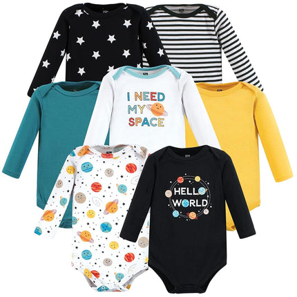 Bodysuits de algodón de manga larga unisex para bebé Hudson Baby, Happy Planets, Prematuro