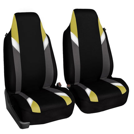 FH Group Front Set Cloth Car Seat Cover for Bucket Seats, 1-Piece Seat Cover, Universal Fit, Airbag Compatible, Seat Covers for SUV, Van Yellow