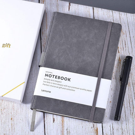 Lemome Thick Classic Notebook with Pen Loop A5 Wide Ruled Hardcover Writing Notebook with Pocket + Page Dividers Gifts, Banded, Large, 180 Pages, 8.4 x 5.7 in