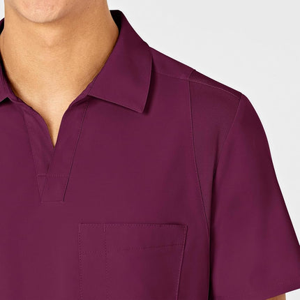 WonderWink Men's Collar Top, Wine, 4X-Large
