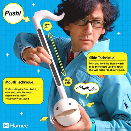 Instrumento musical electrónico Otamatone Deluxe para adultos, sintetizador portátil, música eléctrica digital de Japón por Cube/Maywa Denki, regalos geniales, azul [manual en inglés]