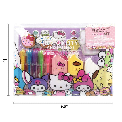 Hello Kitty 22-Piece Kawaii Stationery Set, Includes Notebook, Squishy Stickers, Pens, Cute School Supplies, Unisex, Ages 4+
