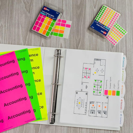Rectangular Removable Color Coding Labels on Small Sheets