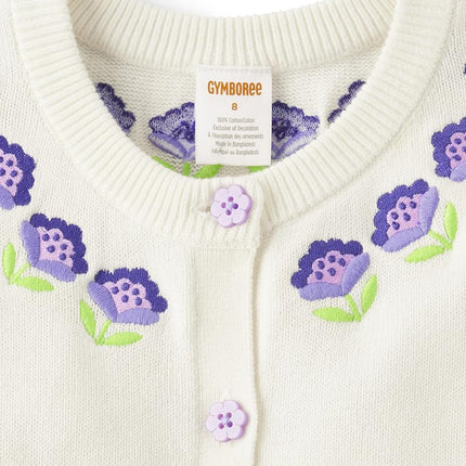 Gymboree Cárdigan de manga larga con botones para niñas y bebés, cola de conejo lavanda, 18-24 meses