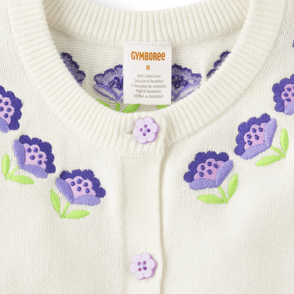 Gymboree,and Toddler Long Sleeve Cardigan Sweaters, Lavendar Flower, 12-18 Months