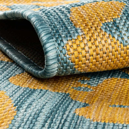 Unique Loom Outdoor Safari Collection Area Rug - Leopard (2' x 7' 10" Runner, Blue Yellow/Blue)