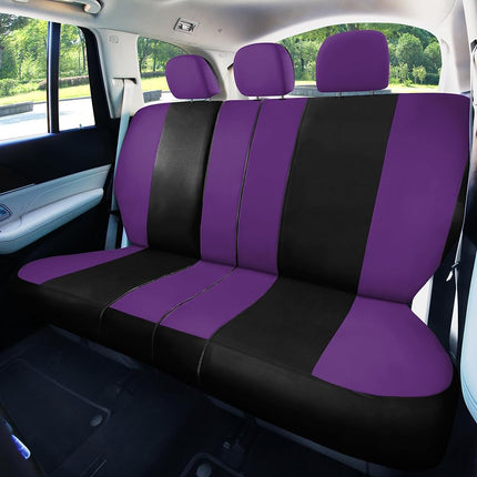 FH GROUP Housses de siège auto ensemble complet en tissu violet - Ajustement universel, Housses de siège automobile, Housses de siège avant à dossier bas, Compatible airbag, Banquette arrière séparable, Housse de siège auto pour SUV, Berline, Van