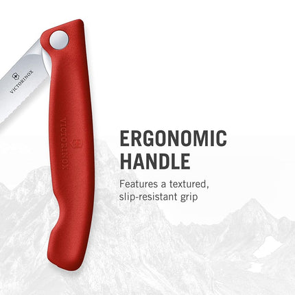 Victorinox Swiss Classic Foldable Paring Knife with Wavy Edge, 11 cm Blade Length, Red One Size