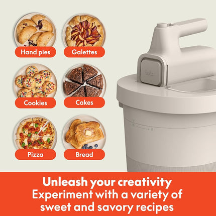 bella 3.5 Qt Hand Blender & Stand Mixer, 2 in 1 Electric Mixer with Bowl, Dough Hook, Whisk & Egg Beater, Multifunctional Handheld Blender & Mixer for Baking, 200 Watt, Oatmilk