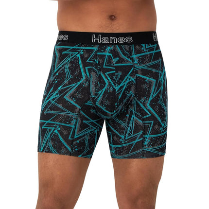 Hanes Men's Comfort Flex Fit Boxer Briefs, Ultra Soft Stretch, Long Leg & Regular Leg, 3- Pack, Turquoise/Concrete/Black 3-pack, L