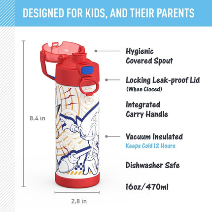 THERMOS FUNTAINER Water Bottle with Spout, 16oz, Sonic Modern