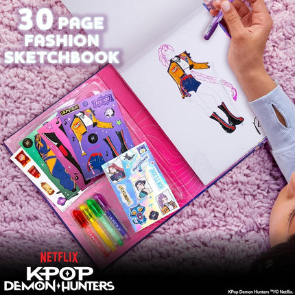 Kpop Demon Hunters™ Fashion Sketch Set, Includes Coloring Book, Gel Pens, Kpop Demon Hunters Stickers, Stencils & More, Great Girls Toys Age 6-8