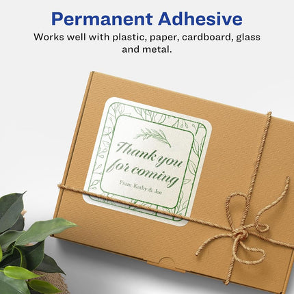 Avery Pearlized Ivory Square Labels with Sure Feed Technology, Print-to-The-Edge, 2.75" x 2.75", 150 Pearlized Ivory Labels, Laser/Inkjet Printable Labels
