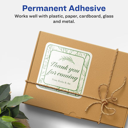 Avery Pearlized Ivory Square Labels with Sure Feed Technology, Print-to-The-Edge, 2.75" x 2.75", 150 Pearlized Ivory Labels, Laser/Inkjet Printable Labels