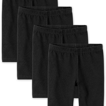 The Children's Place Girls' Solid Bike Shorts, Black 4-Pack, X-Small