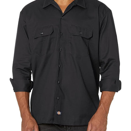 Dickies Men's Work Regular Regular Fit Long Sleeve Casual Shirt, Black, X-Large