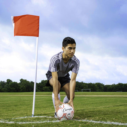 Champion Sports SCF20 Ensemble de drapeaux de coin de soccer avec piquet en acier