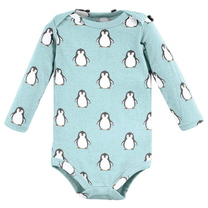 Hudson Baby unisex-baby Cotton Long-sleeve Bodysuits, Chill Out Penguin, 6-9 Months